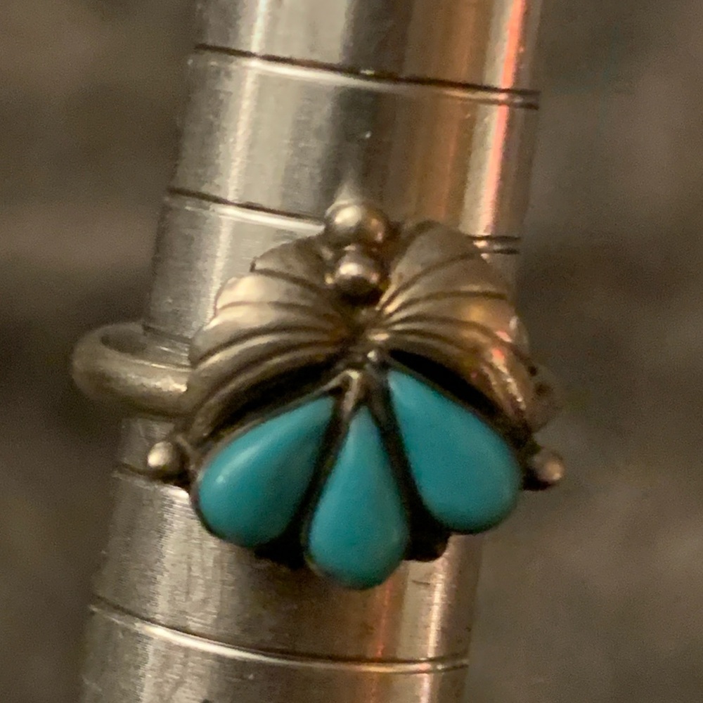 Vintage Turquoise Petite Point Cluster Ring